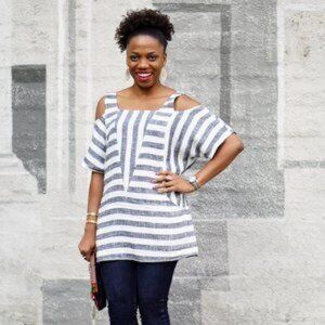 Soft Surroundings - Stripped Sunset Linen Tunic/Coverup Sz XL